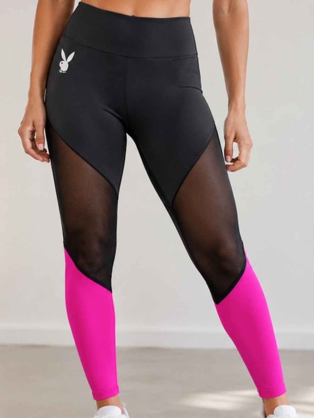 New Playboy x Onzie black fuchsia 💕 mesh track legging, S/M
